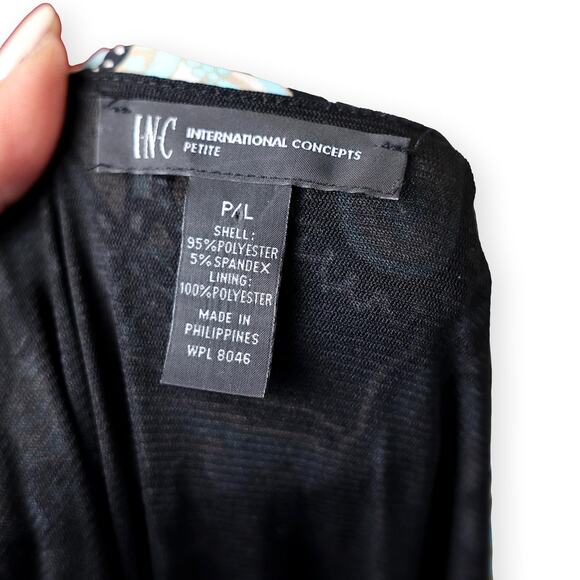 INC International Concepts Side Ruched Paisley Print Jersey Knit Dress Petite L - Picture 4 of 9